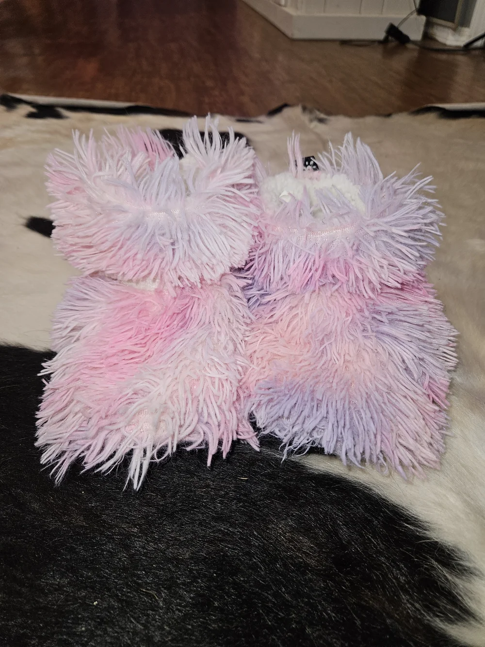Justice Pink & Lavender Fuzzy Slipper Booties